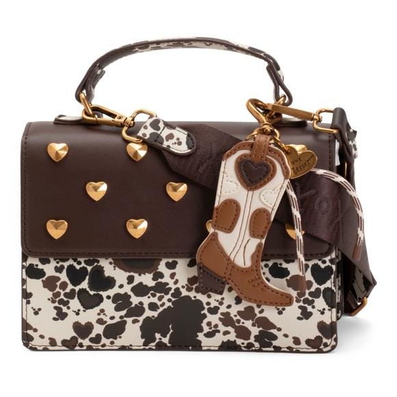 Viral Betsey Johnson Cow Print Gold Hardware Western Bag - Picture 1 of 6